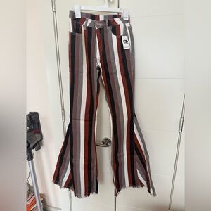 Buckle Multicolor Striped Flare Jeans